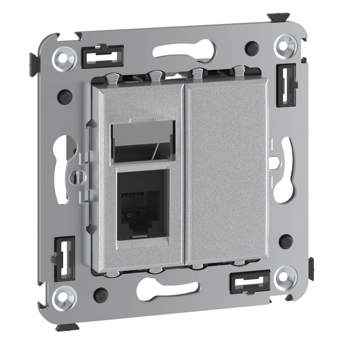 Розетка телефонная RJ12 DKC AVANTI, скрытый монтаж, , закаленная сталь, 4404313