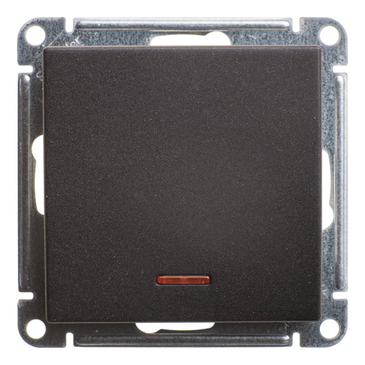 Выключатель одноклавишный кнопочный Schneider Electric W59 с подсветкой, черный бархат, VS110-151-6-86