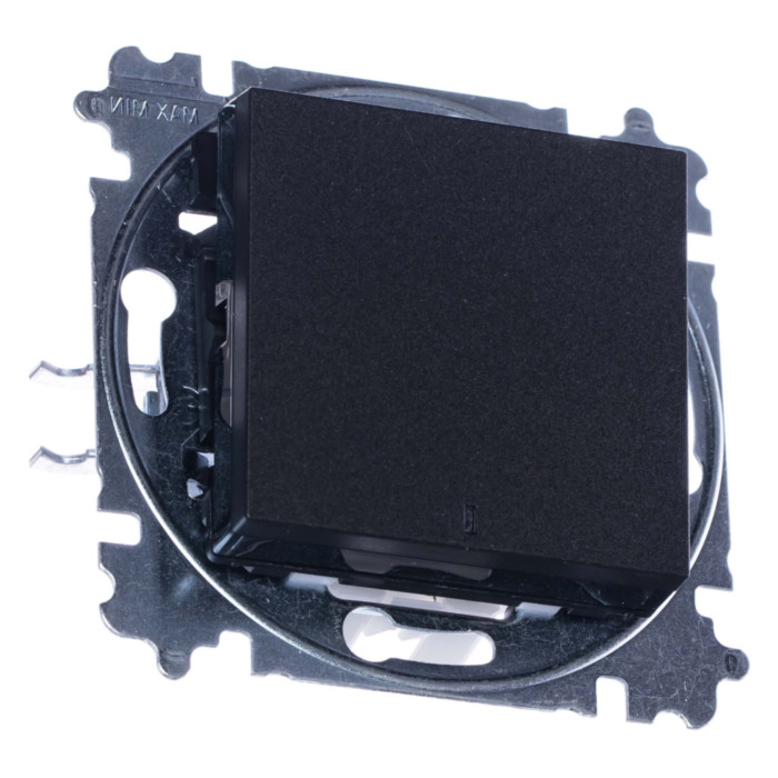 Выключатель одноклавишный ABB LEVIT с подсветкой, антрацит // дымчатый черный, 2CHH590646A6063