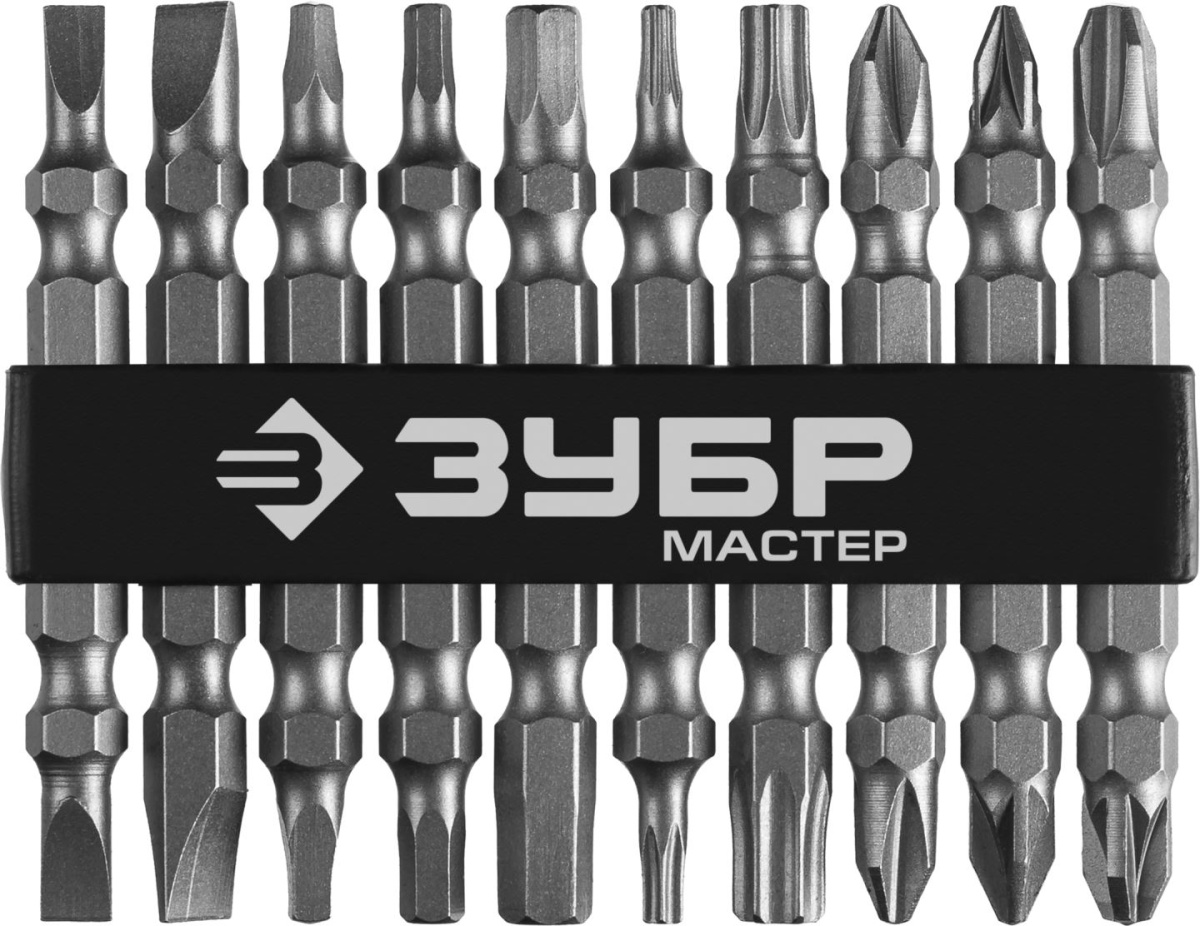 Набор бит длинные МХ-10, Cr-V, двусторонние для шуруповерта в держателе 10 шт