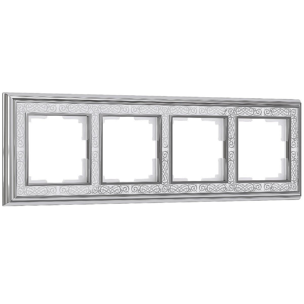 Рамка на 4 поста (хром/белый) W0041431