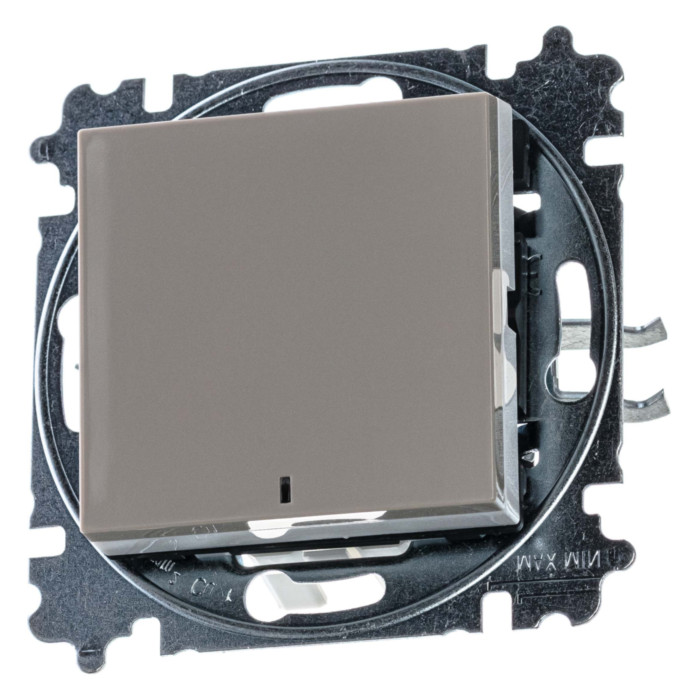 Выключатель одноклавишный ABB LEVIT с подсветкой, кофе макиато // белый, 2CHH590646A6018