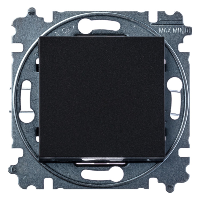 Выключатель одноклавишный ABB LEVIT, антрацит // дымчатый черный, 2CHH590145A6063