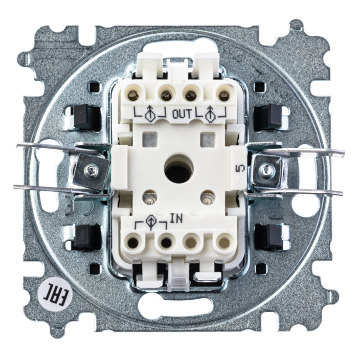 Выключатель двухклавишный ABB LEVIT, серебро // дымчатый черный, 2CHH590545A6070