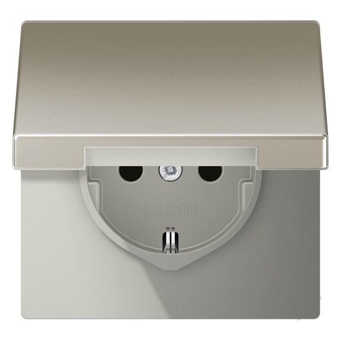 Розетка Jung LS METAL, скрытый монтаж, с заземлением, , стальной, ES1520KL