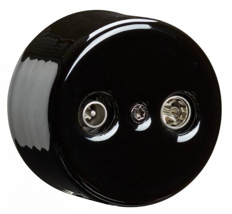 Розетка TV-FM-SAT Fontini DO, открытый монтаж, черный, 33711272