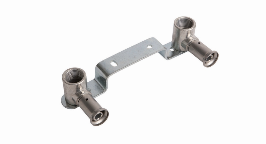 Двойная водорозетка приподнятая, латунь пресс, 16x1/2x16x1/2 (153 мм)