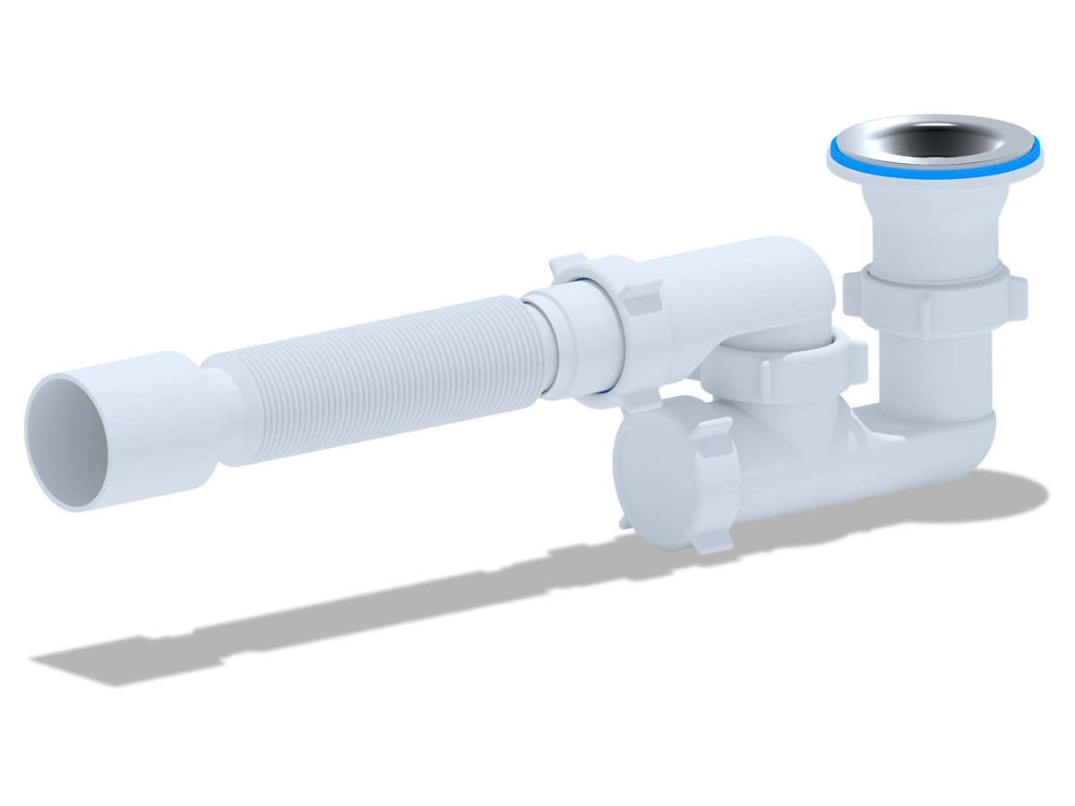 Сифон для душевого поддона АНИ 1 1/2 х 40 регулируемый с гибкой трубой 40х50
