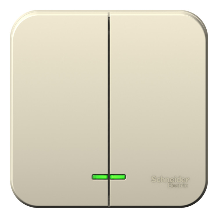 Выключатель двухклавишный Schneider Electric BLANCA с подсветкой, молочный, BLNVA105102