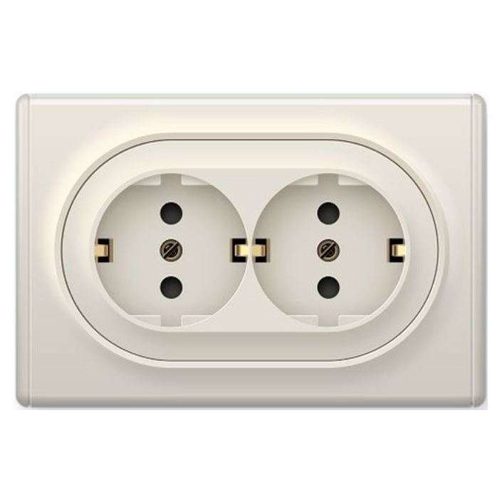 Розетка двойная Florence 16А IP20 с заземлением винт. контакты беж. 1E10401301 OneKeyElectro 2172790