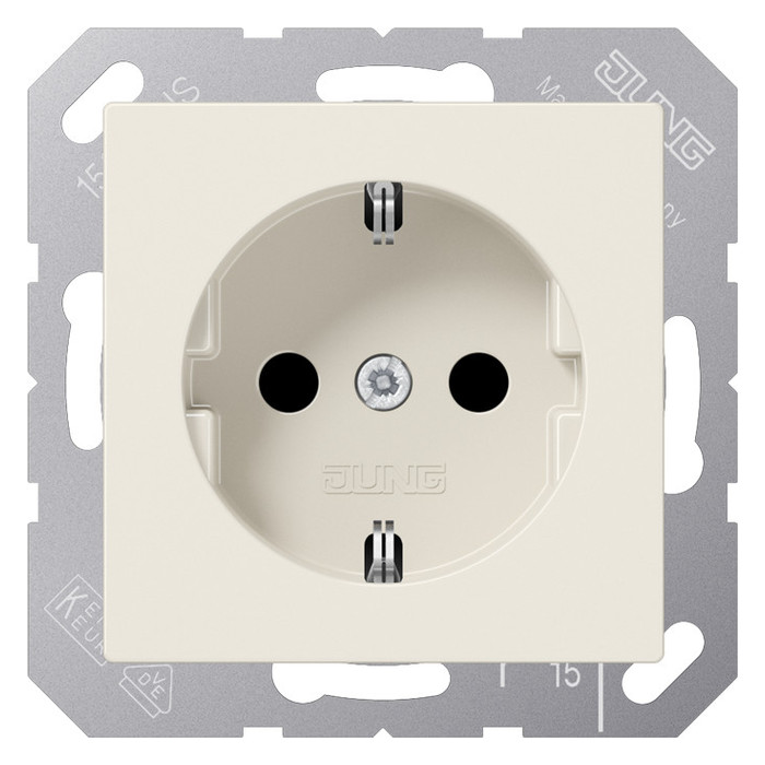 Розетка Jung CD 500, скрытый монтаж, с заземлением, бежевый, CD120