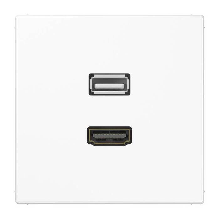 Розетка HDMI+USB Jung LS 990, скрытый монтаж, белый, MALS1163WW