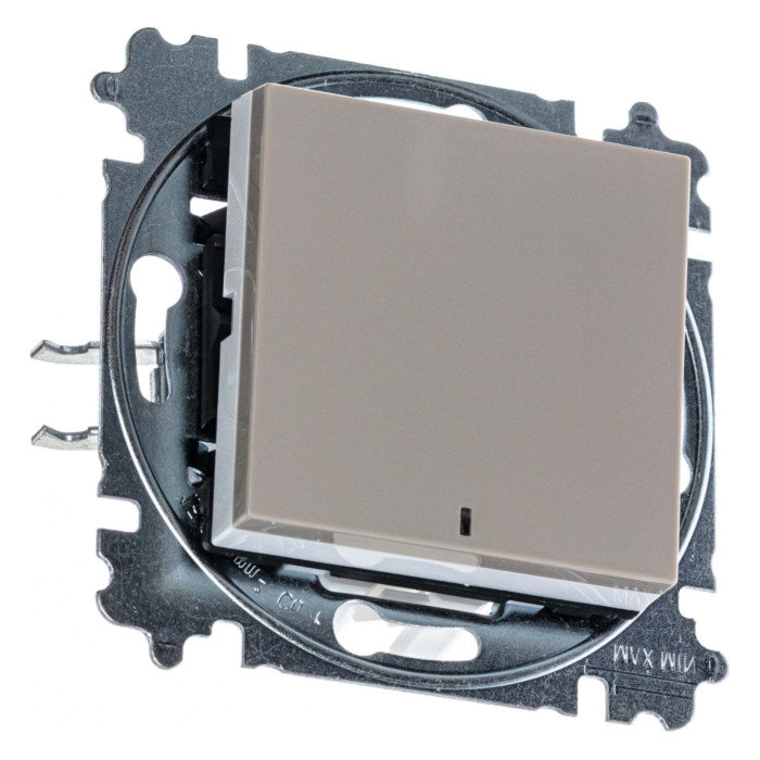 Выключатель одноклавишный ABB LEVIT с подсветкой, кофе макиато // белый, 2CHH590646A6018