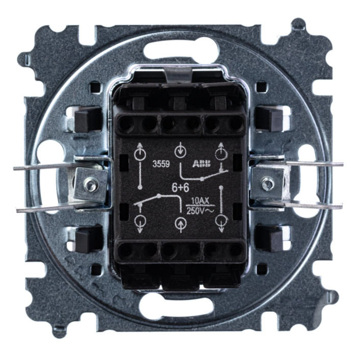 Выключатель двухклавишный ABB LEVIT, серый // белый, 2CHH595245A6016