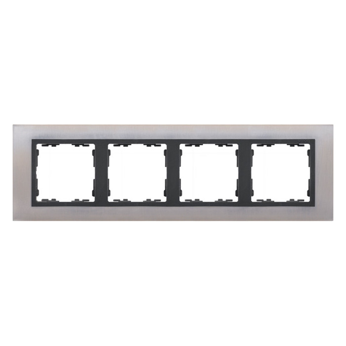 Рамка 4 поста Simon SIMON 82 NATURE, нержавеющая сталь, 82847-37