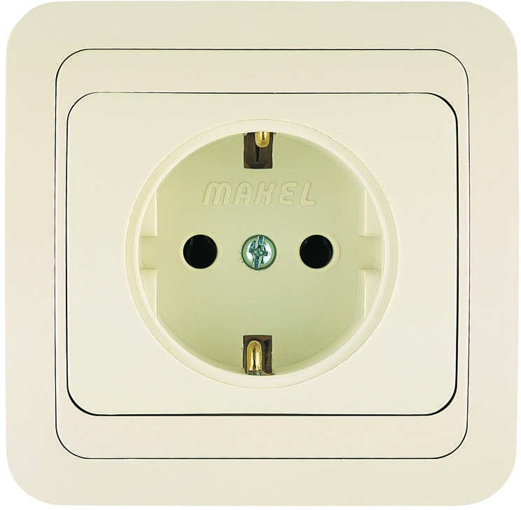 Mimoza Розетка с заземлением (керамика) бежевая