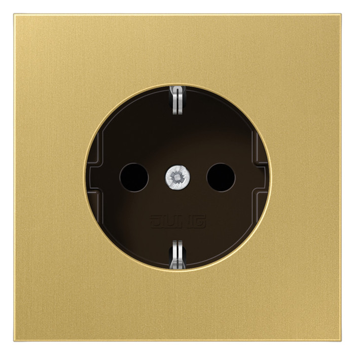 Розетка Jung LS METAL, скрытый монтаж, с заземлением, латунь, ME1520C