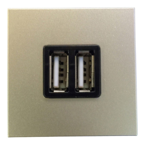 Зарядное устройство 2xUSB ABB ZENIT, скрытый монтаж, шампань, 2CLA228500N1901