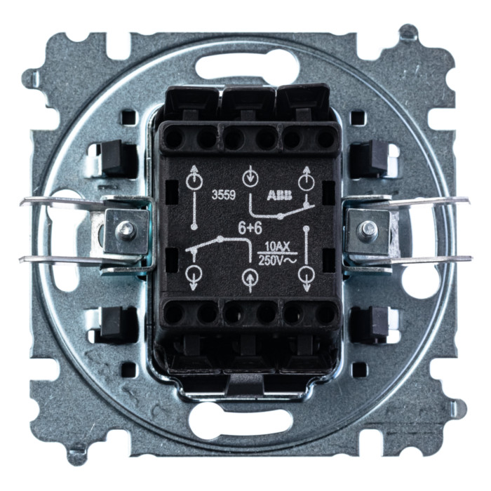 Выключатель двухклавишный ABB LEVIT, антрацит // дымчатый черный, 2CHH595245A6063