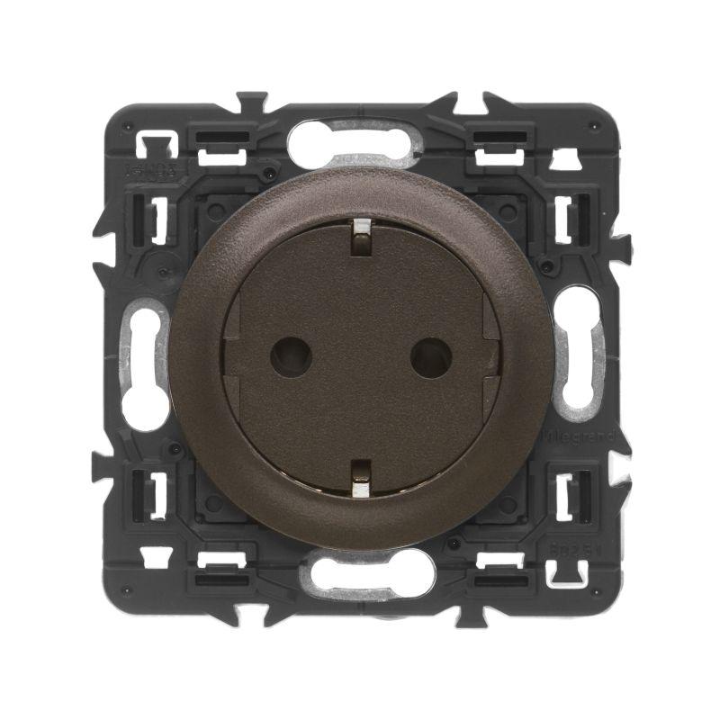 Розетка 1-м 2мод. Celiane 16А IP20 2P+E немецк. стандарт безвинт. клеммы с плоск. лицев. панелью механизм графит Leg 067168