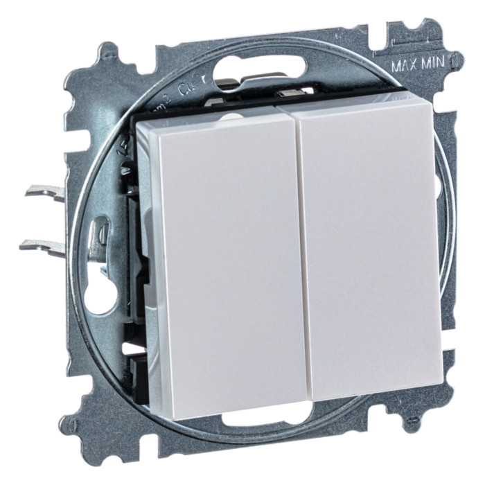 Выключатель двухклавишный ABB LEVIT, жемчуг // ледяной, 2CHH595245A6068