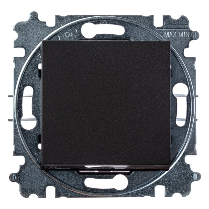 Выключатель одноклавишный ABB LEVIT, антрацит // дымчатый черный, 2CHH590645A6063