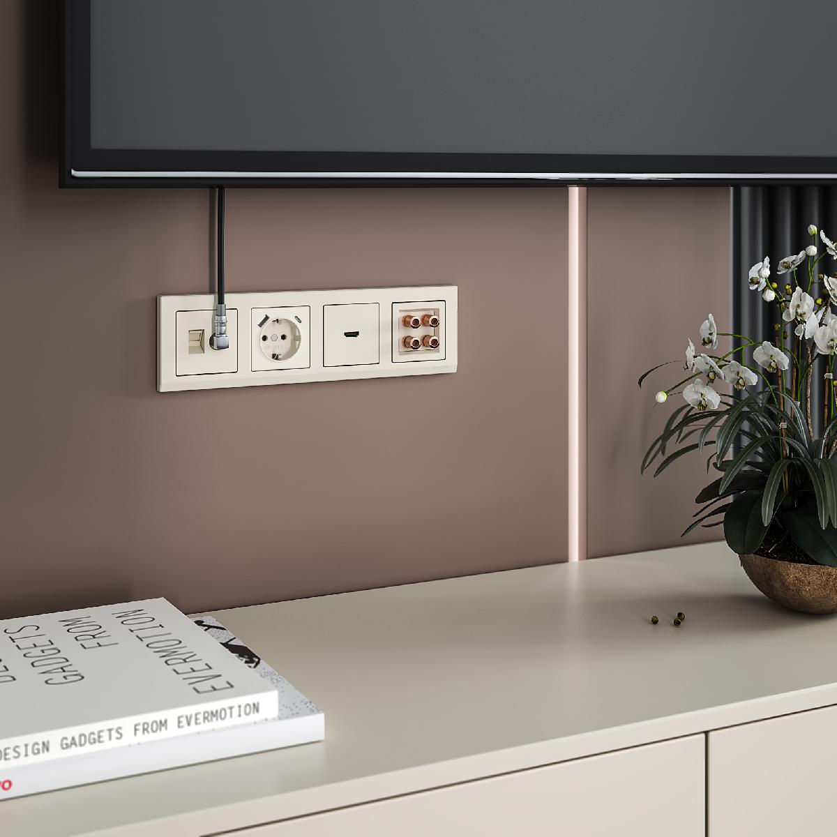 Розетка ТВ+Ethernet RJ-45 6 cat. слоновая кость W1181303