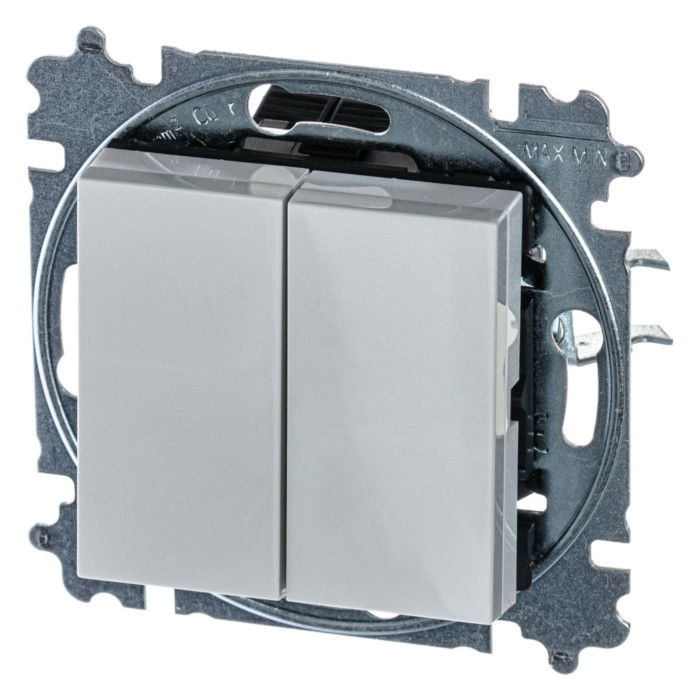 Выключатель двухклавишный ABB LEVIT, серый // белый, 2CHH590545A6016