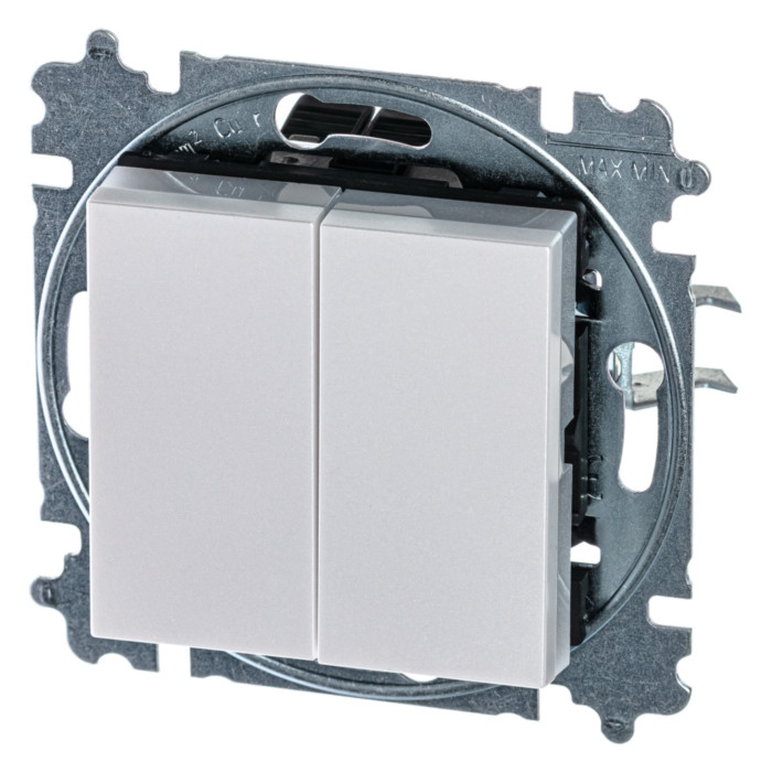 Выключатель двухклавишный ABB LEVIT, жемчуг // ледяной, 2CHH595245A6068