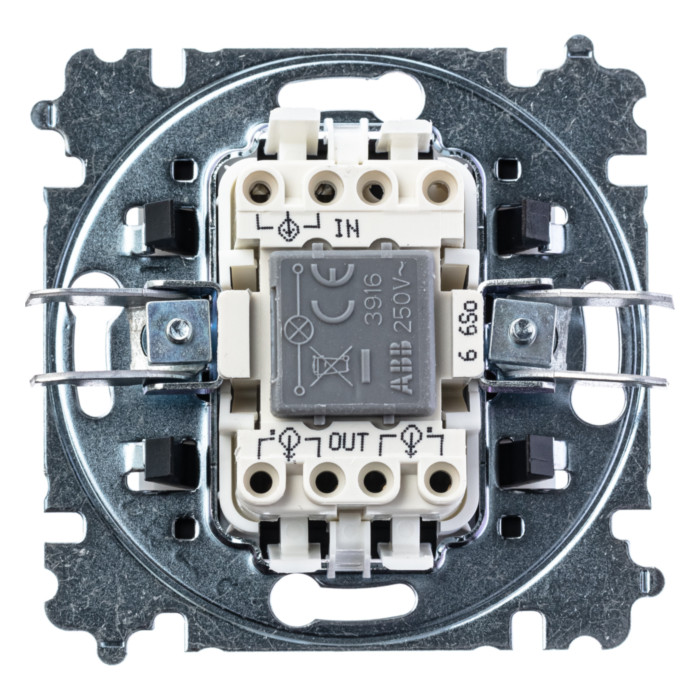 Выключатель одноклавишный ABB LEVIT с подсветкой, жемчуг // ледяной, 2CHH590646A6068