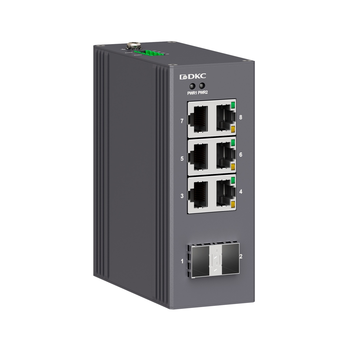 Промышленный неуправляемый коммутатор, 2х100Base-X, SFP слотов, 6х10/100Base-T(X) портов RJ45, 12-48В DC/18-30В AC, с резервированием