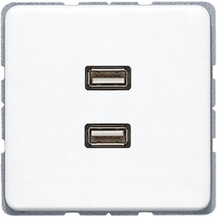 Розетка 2xUSB Jung CD 500, скрытый монтаж, белый, MACD1153WW