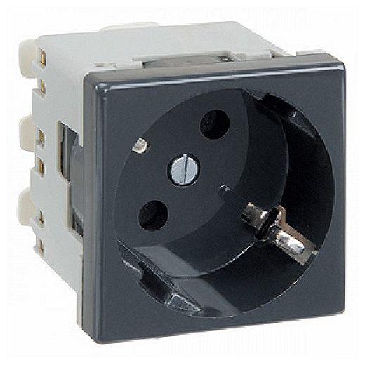Розетка Simon CONNECT, скрытый монтаж, с заземлением, графит, K11-14