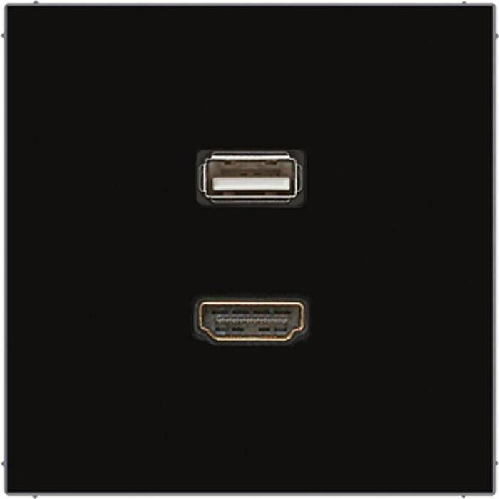 Розетка HDMI+USB Jung LS 990, скрытый монтаж, черный, MALS1163SW