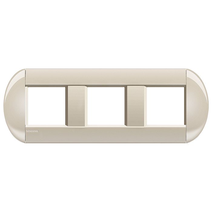 Рамка 3 поста BTicino LIVING LIGHT, горизонтальная, кремовый, LNB4802M3CL