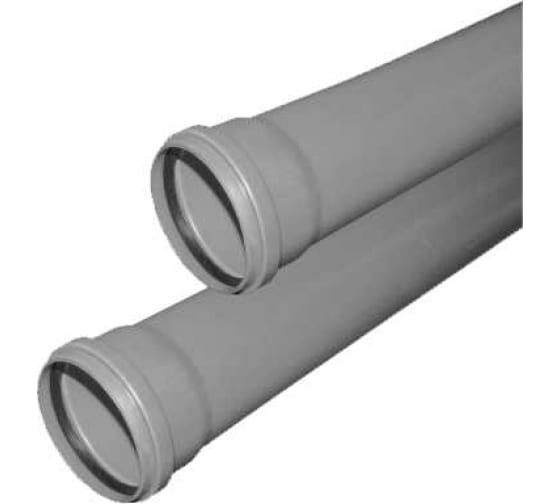 Труба канализационная 110 х 1500 мм, толщина 2.2, PP однораструбная, серая