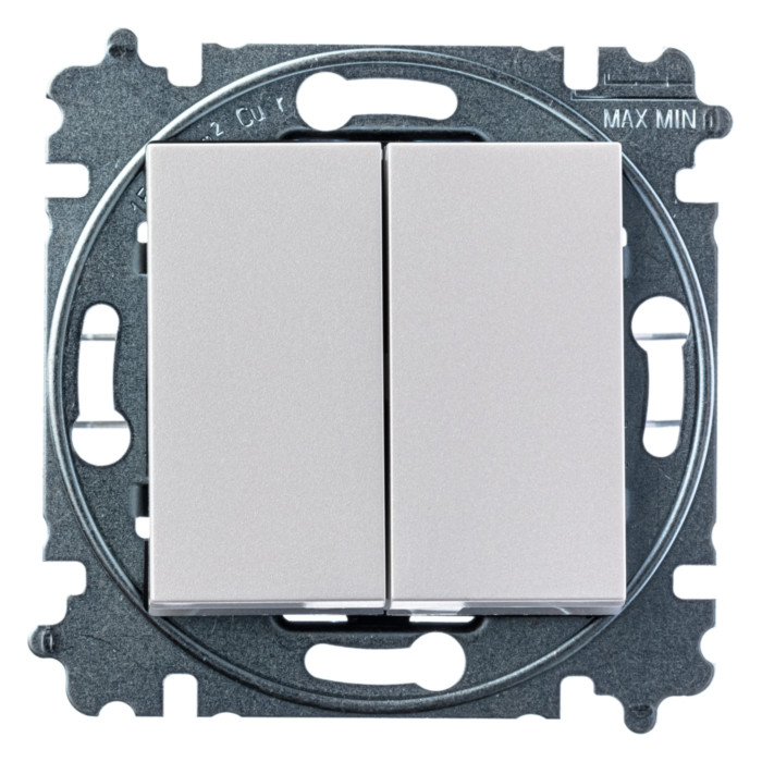 Выключатель двухклавишный ABB LEVIT, жемчуг // ледяной, 2CHH595245A6068