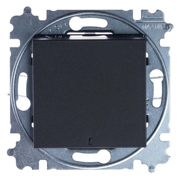 Выключатель одноклавишный ABB LEVIT с подсветкой, антрацит // дымчатый черный, 2CHH590646A6063