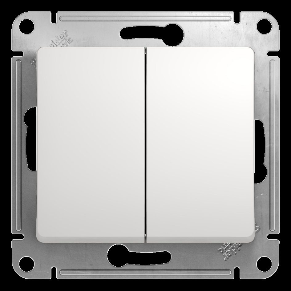 GLOSSA Выключатель двухклавишный в рамку белый сх.5