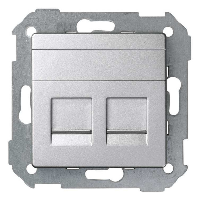 Адаптер на 2xRJ45 Simon SIMON 82 DETAIL, скрытый монтаж, со шторками, алюминий, 82006-93