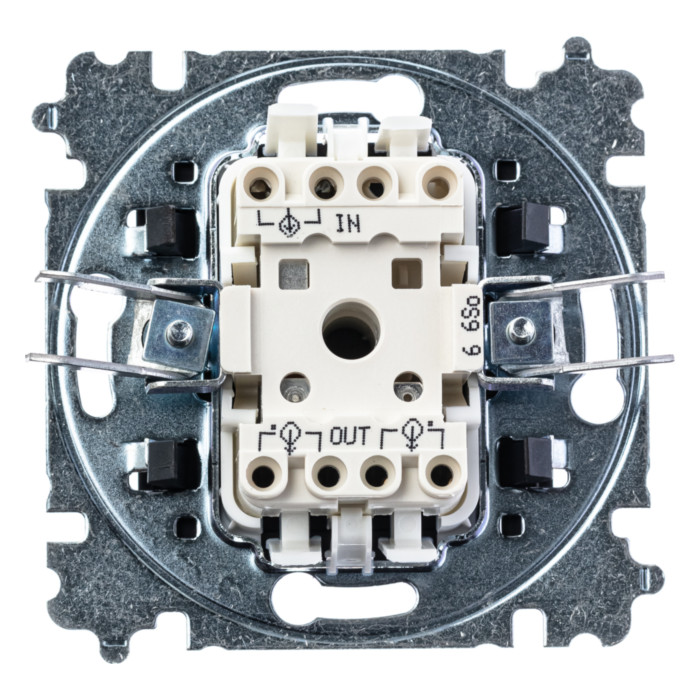 Выключатель одноклавишный ABB LEVIT, сталь // дымчатый черный, 2CHH590645A6069