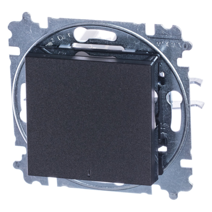 Выключатель одноклавишный ABB LEVIT с подсветкой, антрацит // дымчатый черный, 2CHH590646A6063