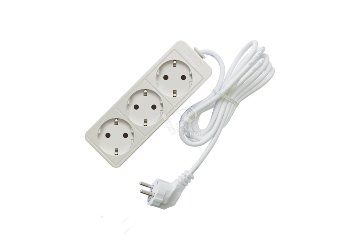 Удлинитель бытовой ТМ Союз 3500 Вт с заземлением 3 гнезда ПВС 5м