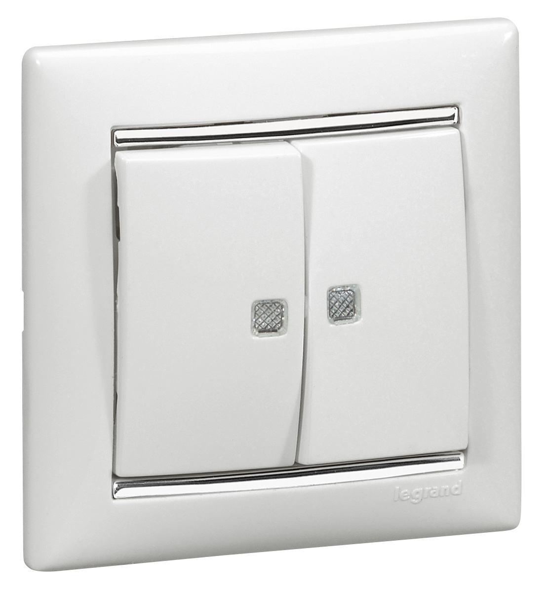 Выключатель 2-кл. СП Valena 10А IP31 250В с 2 оранж. индикацией механизм бел. Leg 774213