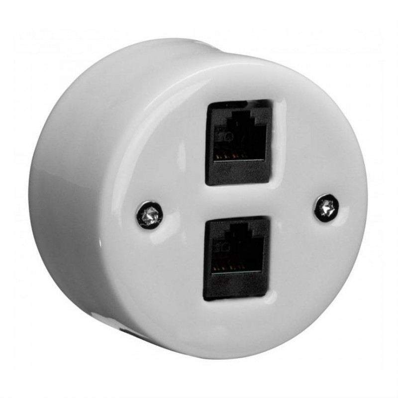 Розетка телефонная 2xRJ11 Fontini DO, открытый монтаж, белый, 33706172