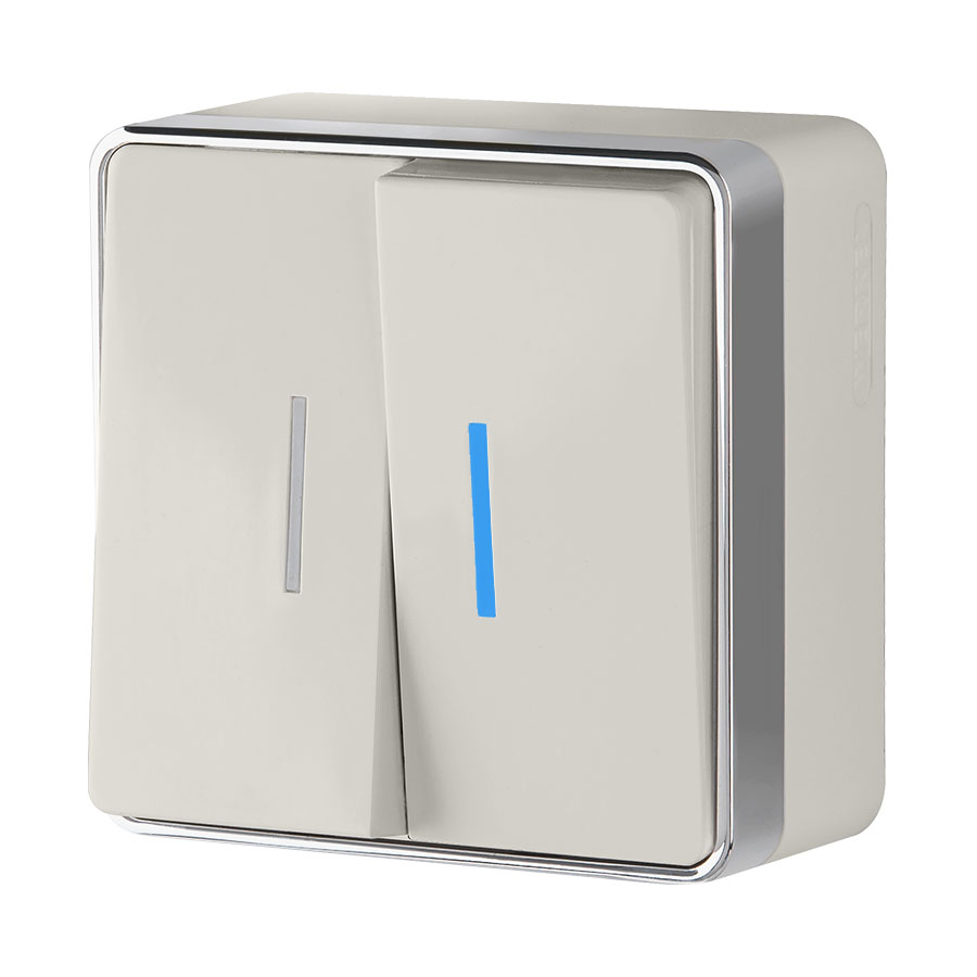 Выключатель двухклавишный с подсветкой Gallant слоновая кость W5020103