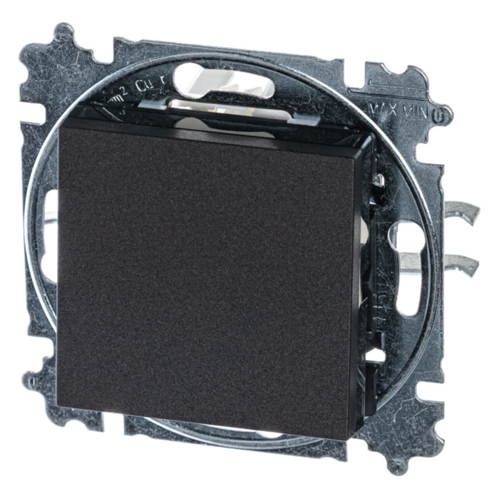 Выключатель одноклавишный ABB LEVIT, антрацит // дымчатый черный, 2CHH590645A6063