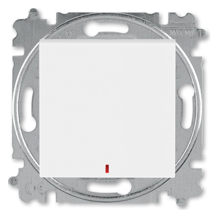 Выключатель одноклавишный ABB LEVIT с подсветкой, белый // ледяной, 2CHH592545A6001