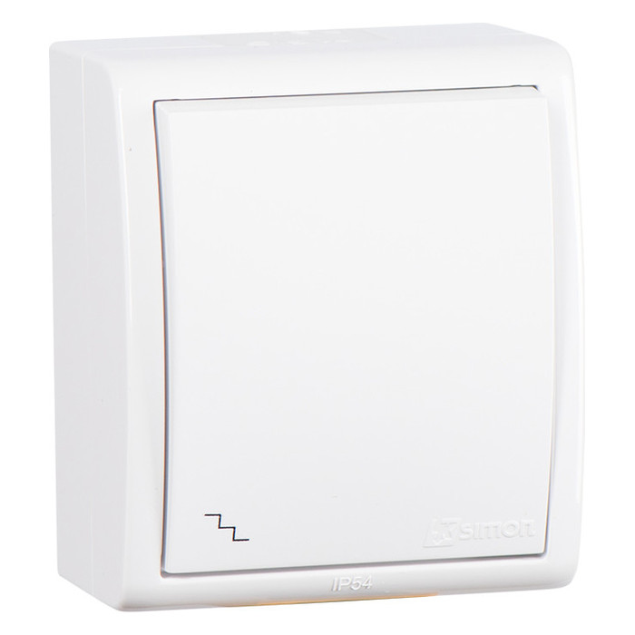 Выключатель одноклавишный Simon SIMON 15 AQUA с подсветкой, 2500 Вт, белый, 1594204-030