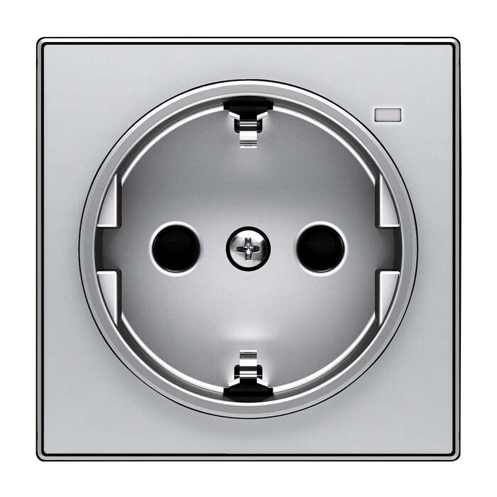 Накладка на розетку ABB SKY, скрытый монтаж, с заземлением, алюминий, 2CLA858880A1301